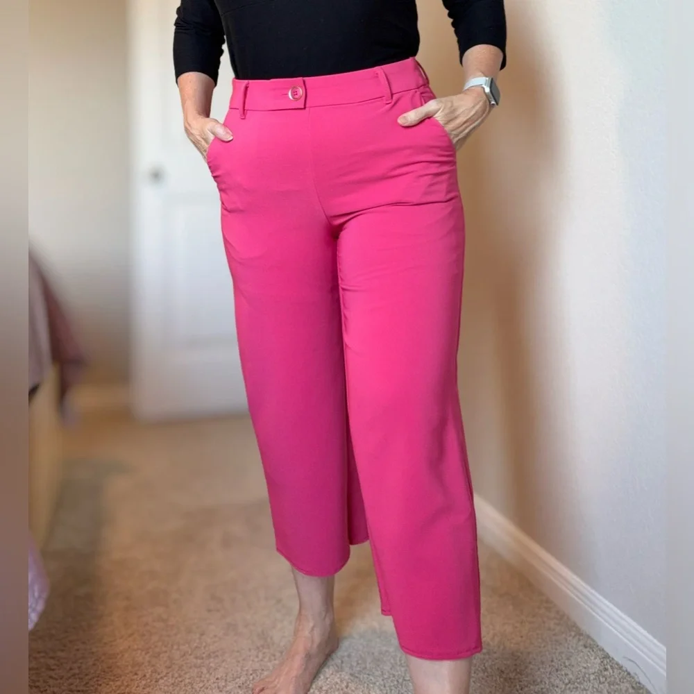 Isaac Mizrahi Vibrant Pink Cropped Pants - Picture 2 of 13